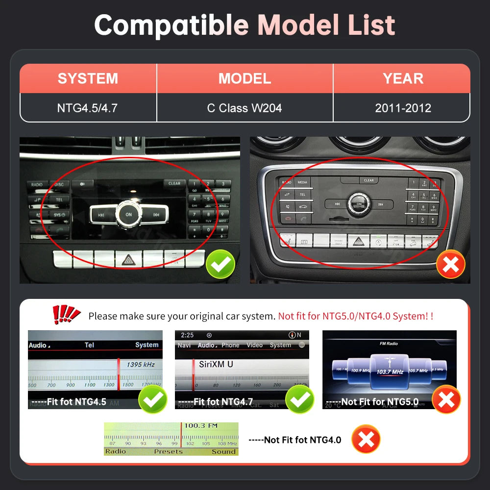 CN 12.3'' Ultra-thin Wireless Carplay Touch Screen For Mercedes Benz C Class W204 2011-201 | AUTOKITSHOP