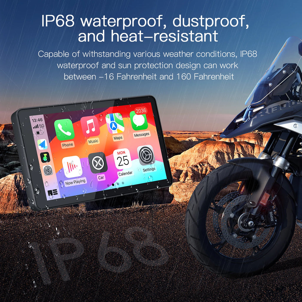 6inch DB601 Portable Motorcycle Navigation Wireless CarPlay Android Auto For BMW F750GS XR