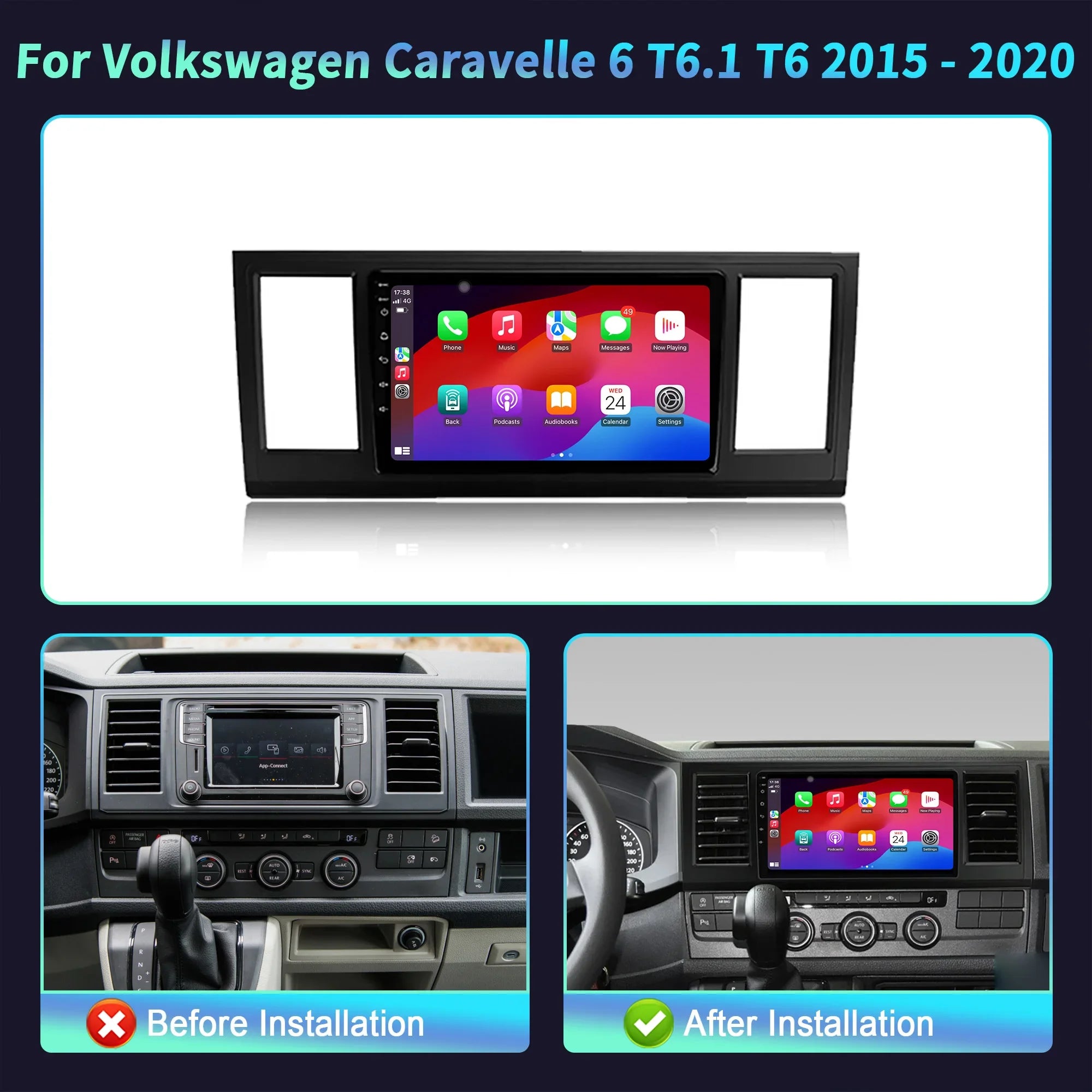 9 inch Car Radio Android 16 For Volkswagen Caravelle 6 T6.1 T6 2015-2020 BT Carplay Multim