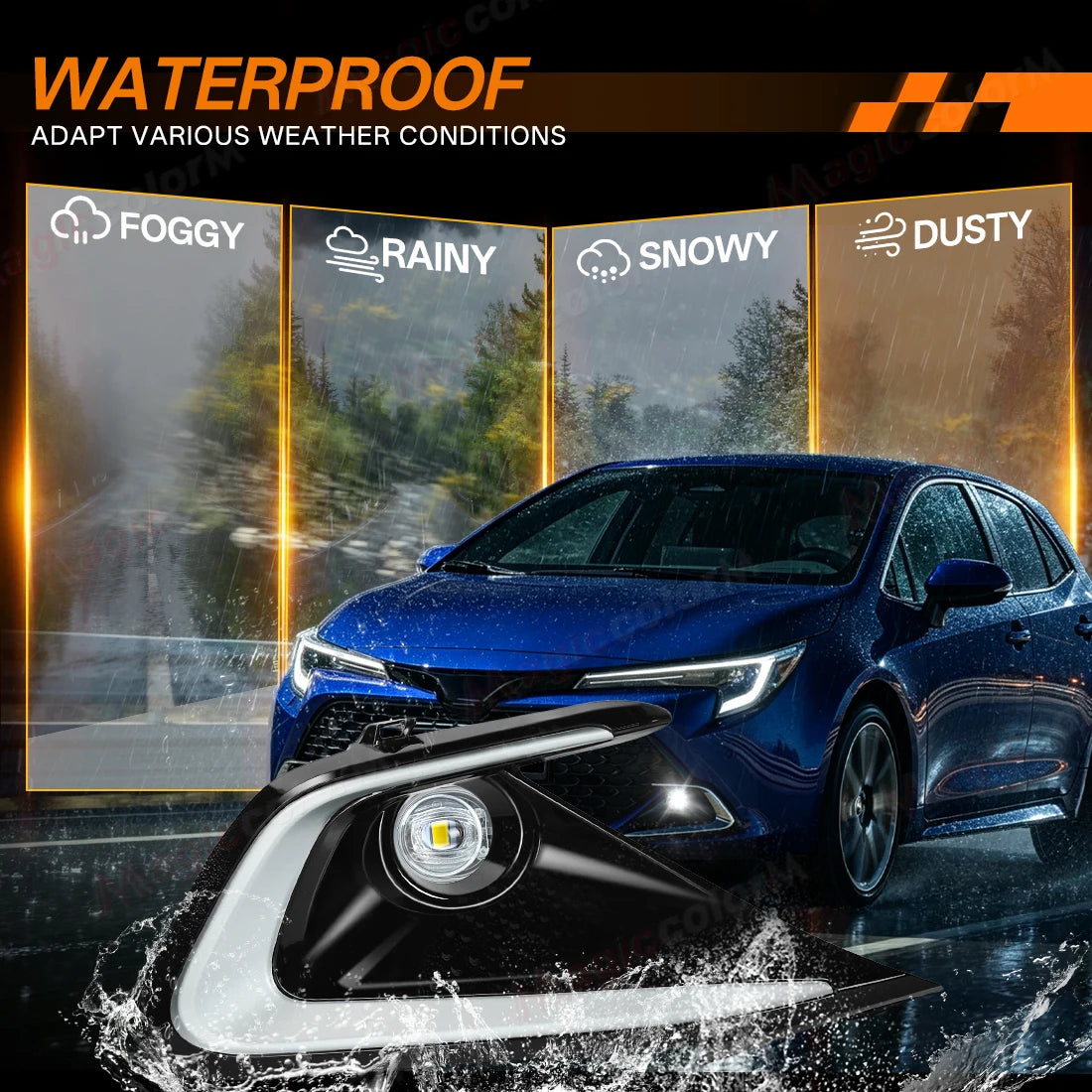 Car LED Fog Lamps For Toyota Corolla Hatchback FX SE XSE 2023 2024 2025 2026 DRL Daytime R | AUTOKITSHOP