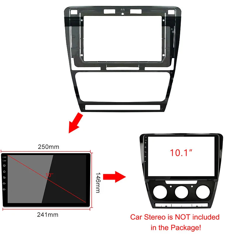 10.1inch Car Fascia For SKODA OCTAVIA 2007-2014 Car Radio Frame 2din In-dash Mount Install | AUTOKITSHOP