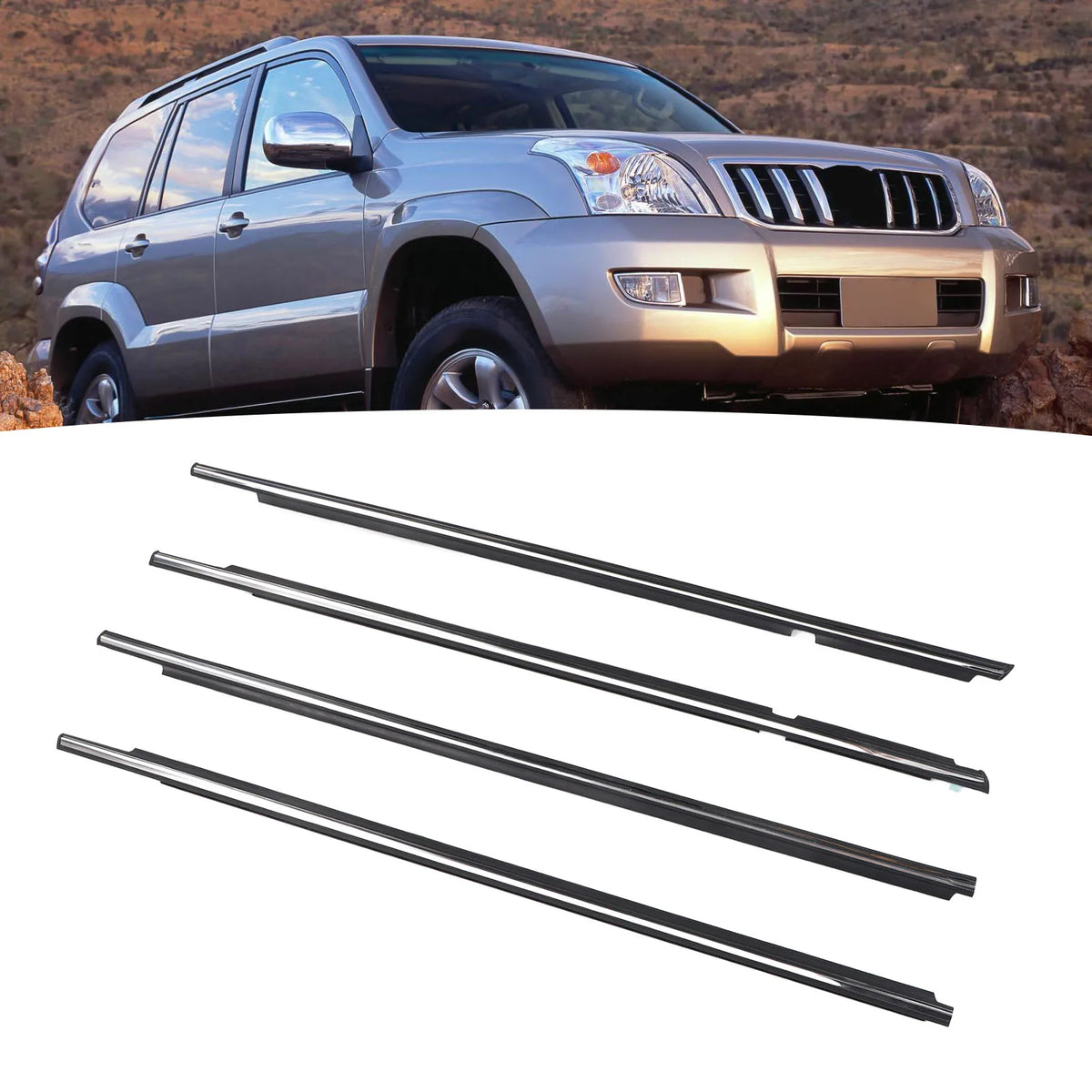 4Pcs Car Door Window Moulding Trim Weatherstrip Belt 75722 60080 for Land Cruiser Prado 120 Seri - Automotive LED Light