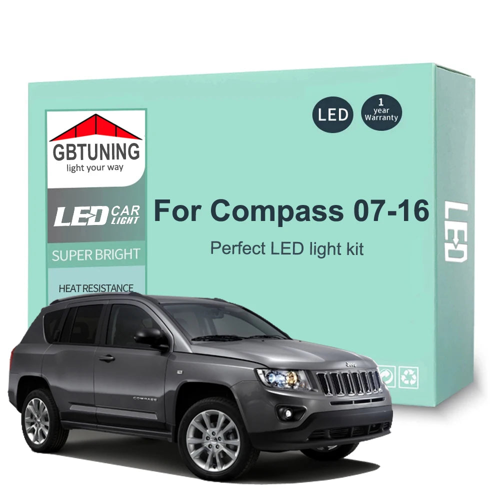 9-Piece LED Interior Light Kit for Jeep Compass - Canbus Error-Free Bulbs | AUTOKITSHOP