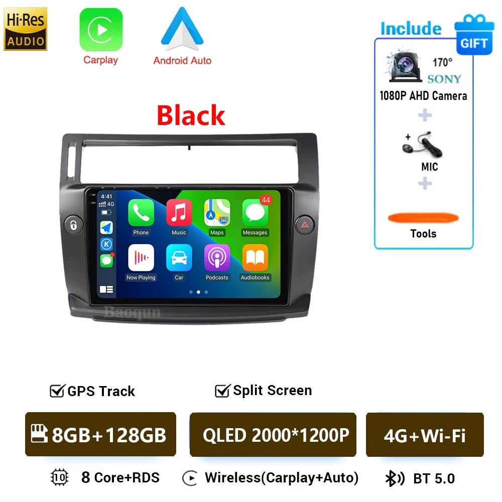 Android 16 For Citroen C4 C-Triomphe Quatre 2004-2014 Navigation GPS Multimedia Car Radio