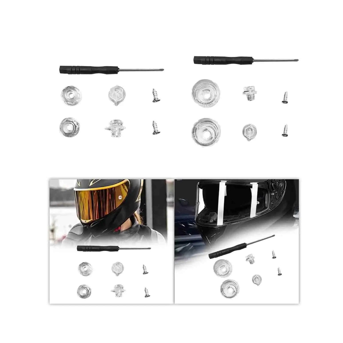 Sturdy Clear Anti Fog Insert Pins Portable Screwdriver Set for Motorcycle Helmet Visor Accessory - Automotive LED Light