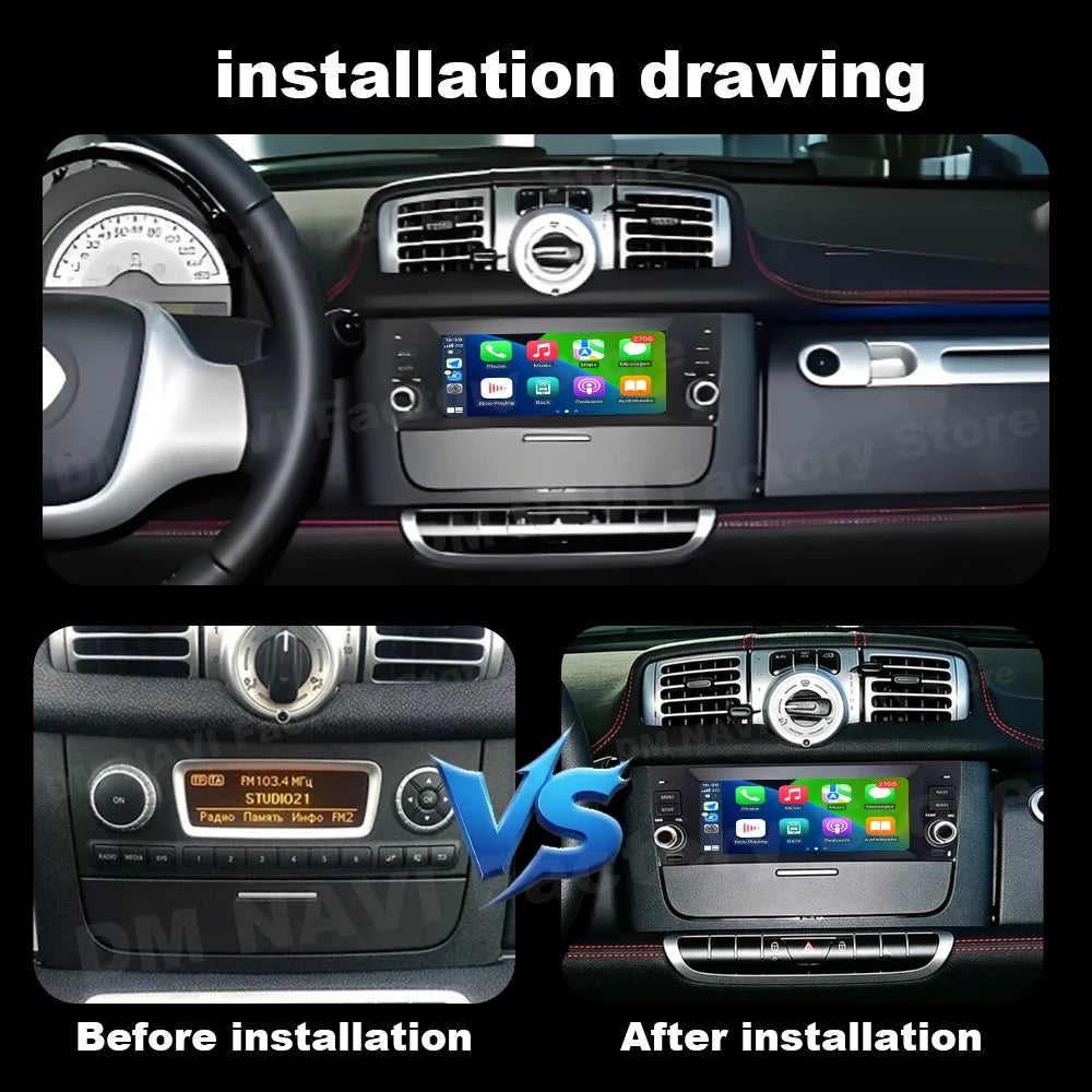 Android OS Intelligent System for Smart Fortwo 451 2010 - 2015 Car Radio Multimedia Touch