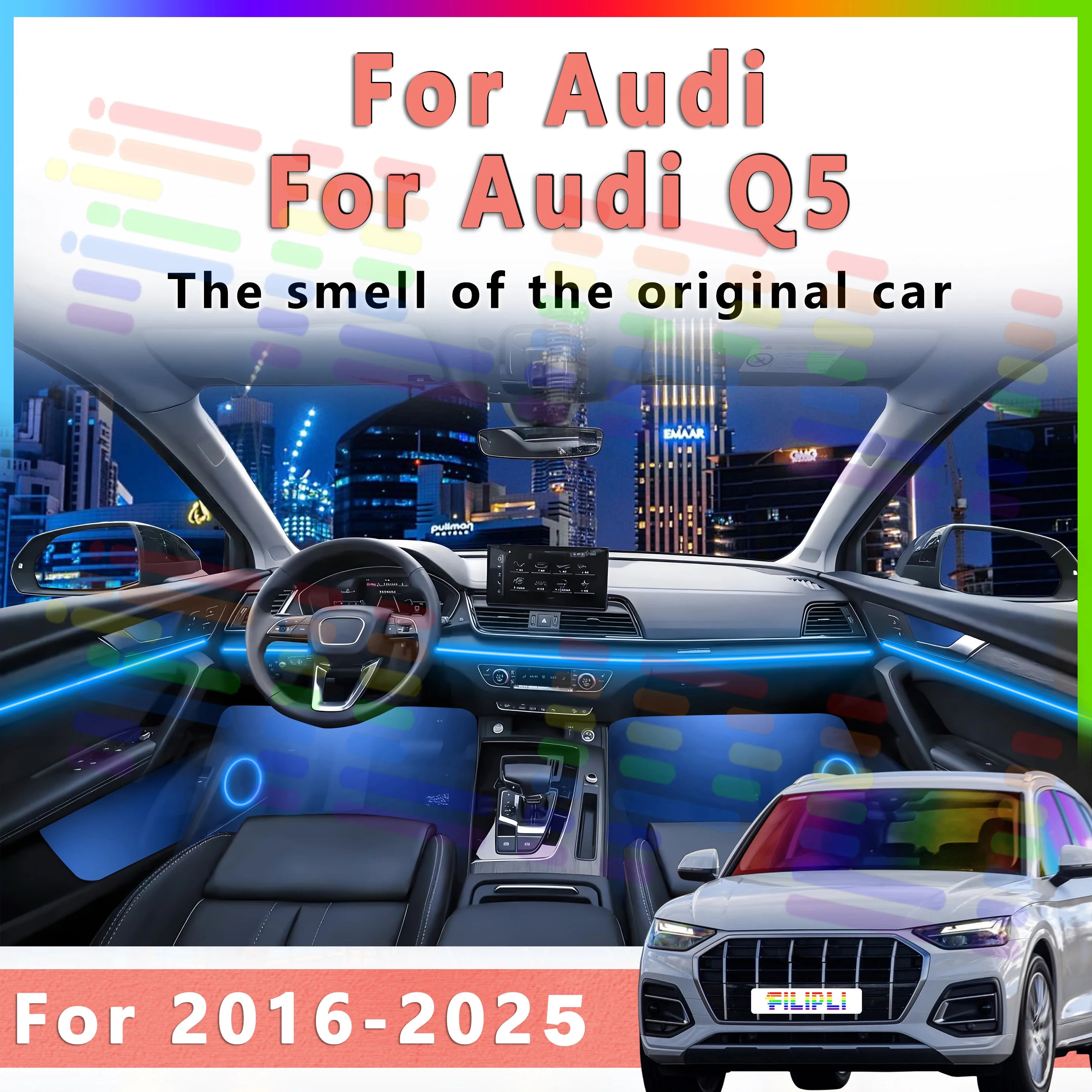 RGB - Ambient Light - for Audi Q5 2016-2025 - App Control - Car Interior Lighting | AUTOKITSHOP
