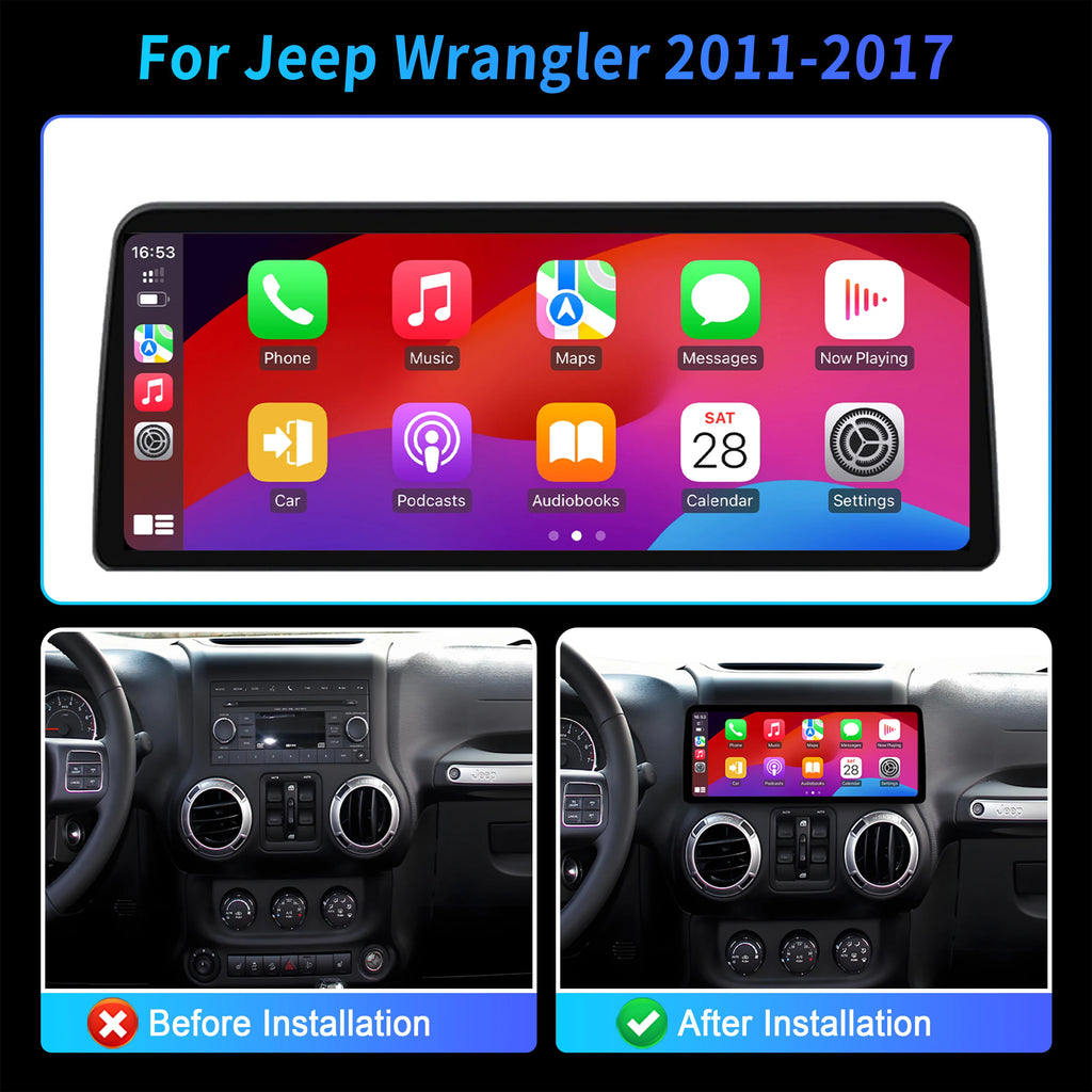 12.3 inch For Jeep Wrangler 2011-2015 2016 2017 Android 14 Auto Car Radio Multimedia Navig