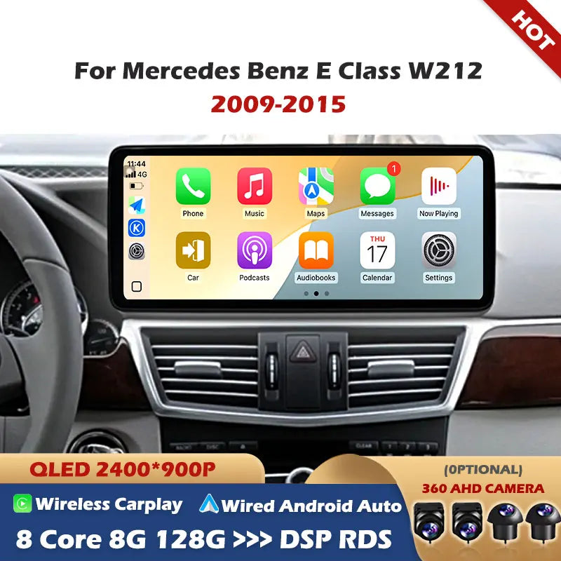 For Mercedes Benz E Class W212 2009-2015 Wireless Carplay Android 15 Car Radio Video DSP S