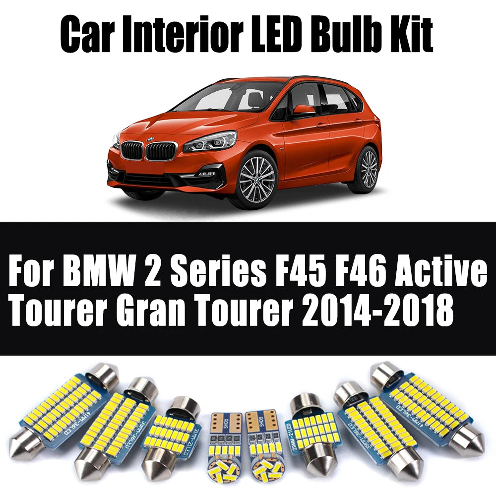6-Piece LED Interior Light Kit for BMW 2 Series F45 F46 Active Tourer Gran Tourer 2014- 2017 - Canbus Dome Map Door T...