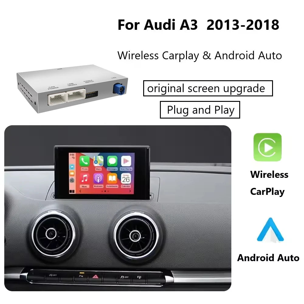 Wireless CarPlay Android Auto Module For Audi A3 8v Q2 8P 2013-2018 Bluetooth USB Reverse  | AUTOKITSHOP