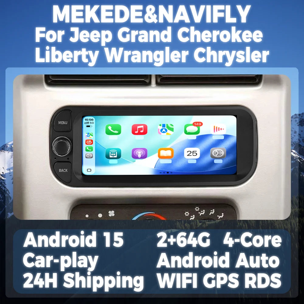 Wireless CarPlay Android Auto Multimedia Display Screen For Jeep Grand Cherokee Liberty Wr