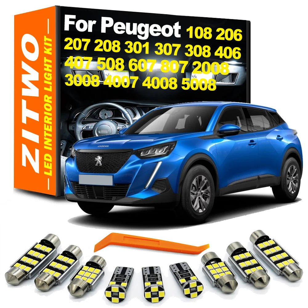 ZITWO No Error LED Interior Light Kit For Peugeot 108 206 207 208 301 307 308 406 407 508 607 80 - Canbus LED Car Light