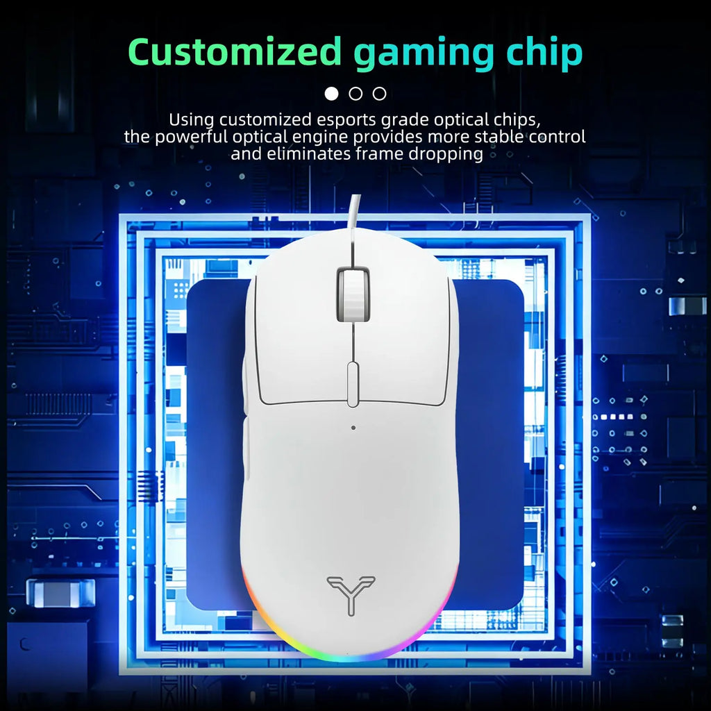 Silent Wired Esports Mouse with 6 RGB Lighting Modes High-Fidelity Audio Lightweight Ergon