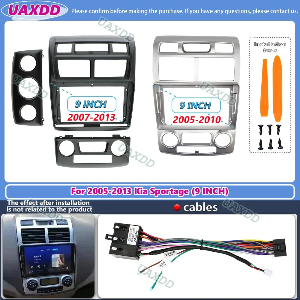 For 2005-2013 Kia Sportage 9INCH 2 Din Car stereo radio Android frame panel fascia cable v