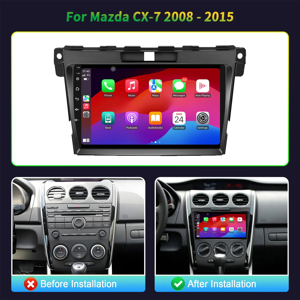 9 inch Car Radio Android 16 For Mazda CX-7 2008-2015 BT Carplay Multimedia Navigation Head