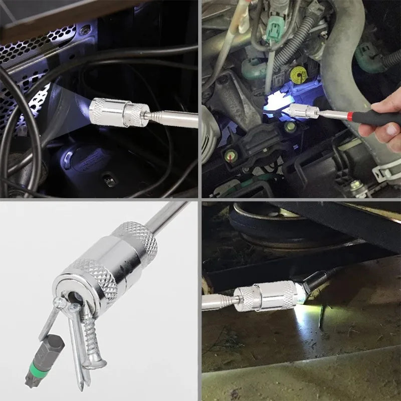 Car Mirror Portable Telescoping Flexible Head Inspection Mirror LED Light Adjustable 360 Degree  - Automotive LED Light