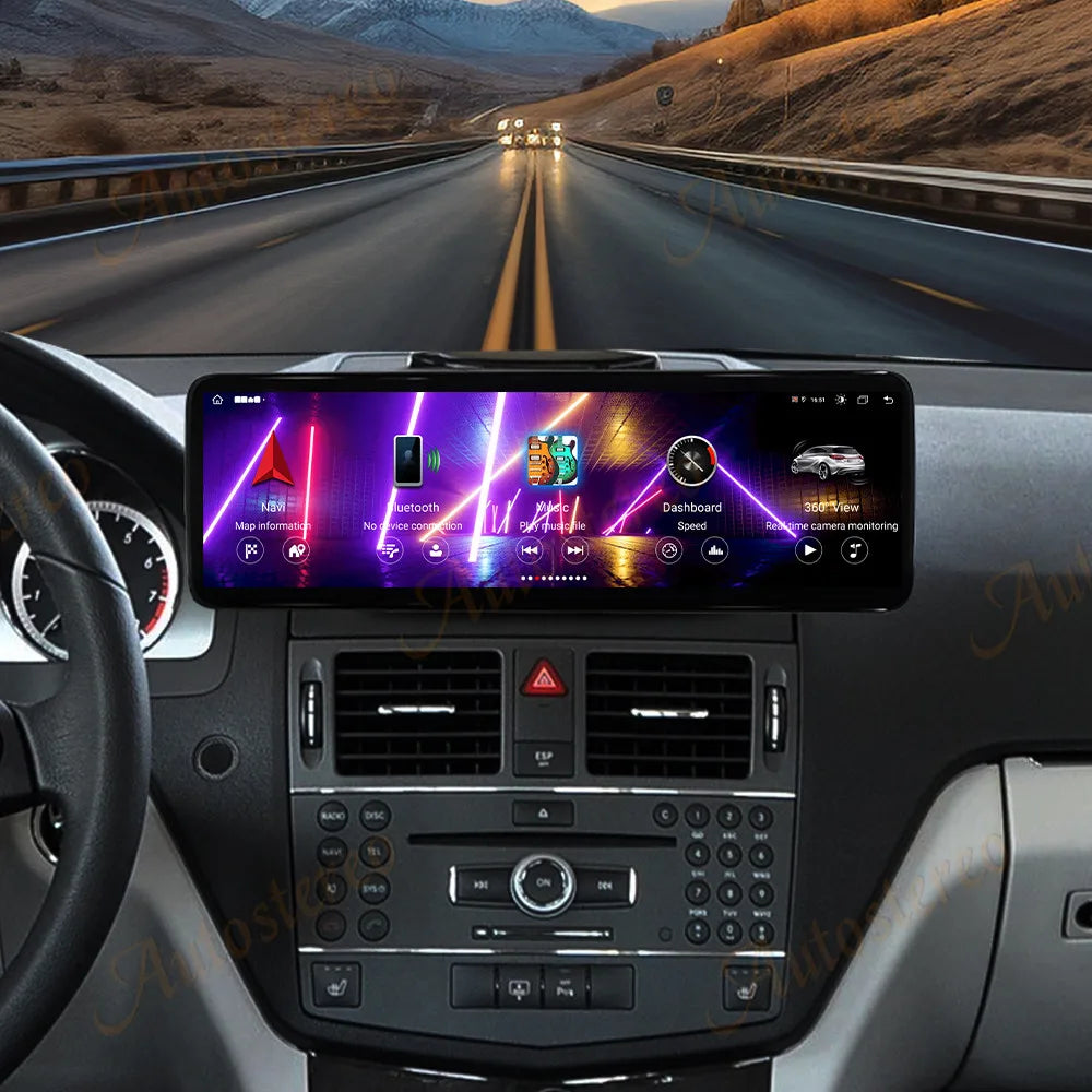 14.9 Inch Android 14 Carplay For Mercedes Benz C Class W204 2008-2010 Car GPS Navigation M