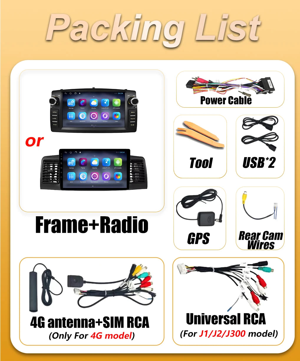 Android 16 Car Radio For Toyota Corolla E130 E120 2000 2003 2004 2005 2006-2009 Carplay Au | AUTOKITSHOP