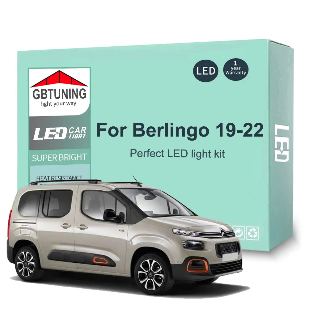 16-Piece LED Interior Light Kit for Citroen Berlingo K9 MK3 III 2019-2022 - Canbus Dome Map Door Trunk Bulbs | AUTOKI...