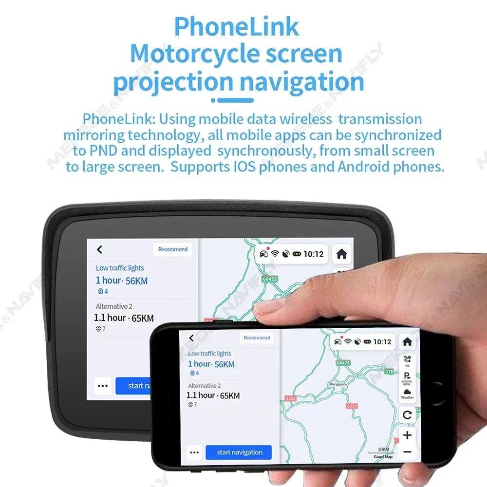 5-inch Touch Screen Motorcycle Gps Navigation IP67 Waterproof Wireless CarPlay Android Aut | AUTOKITSHOP