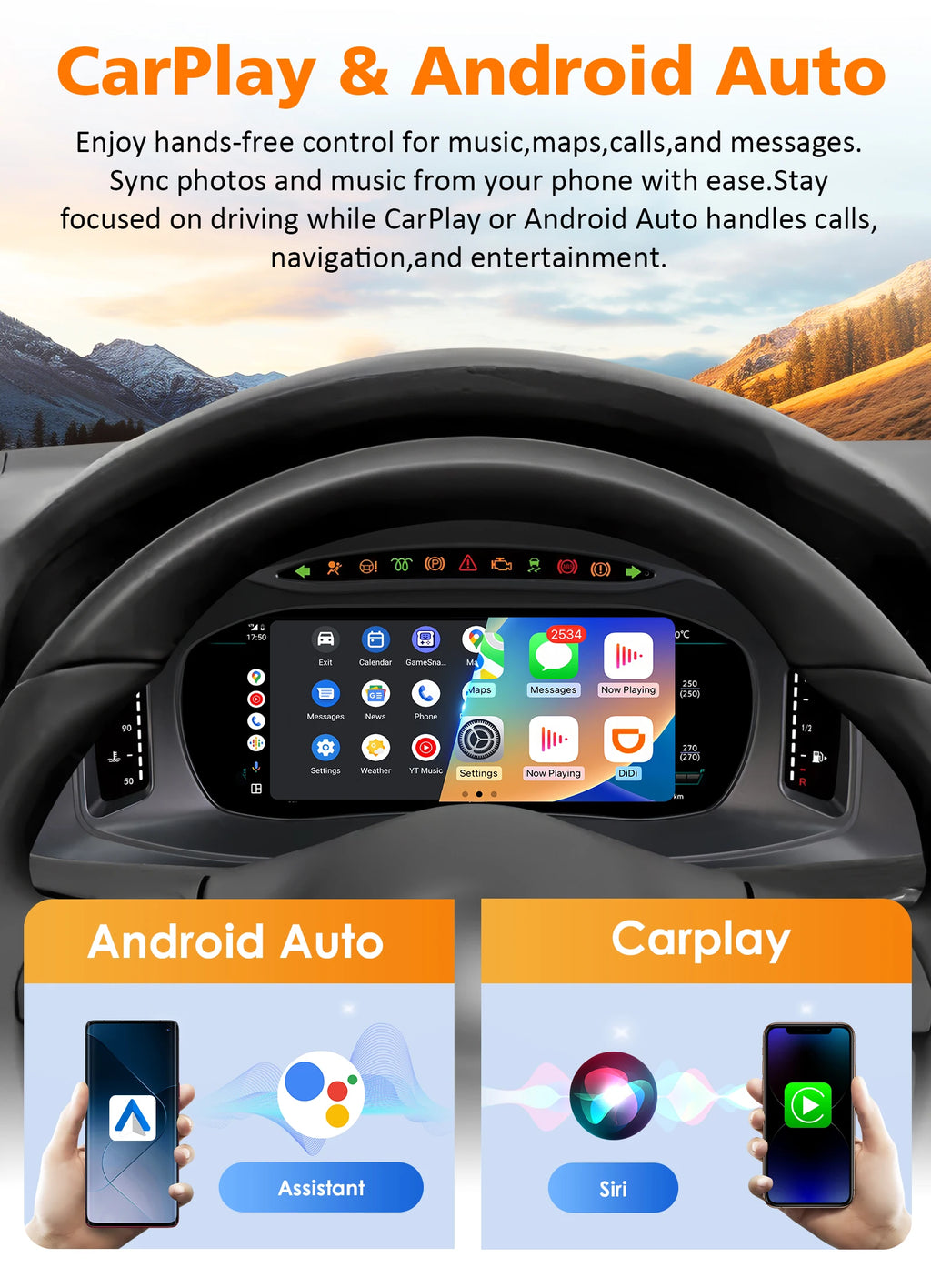 1920*720 Car Dashboard panel for Volkswagen Vw Multivan T5 2008 - 2015 Digital Instrument