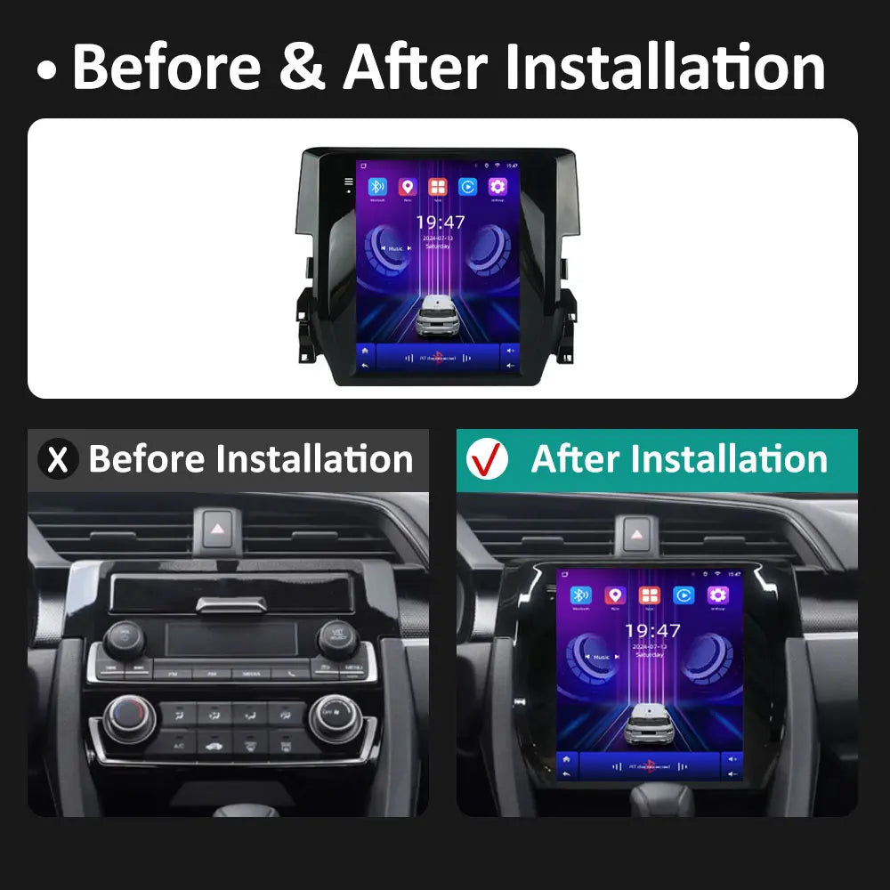 Android 14 GPS Navigation for Honda Civic 10 FC FK 2015 - 2020 Car Multimedia Radio Video