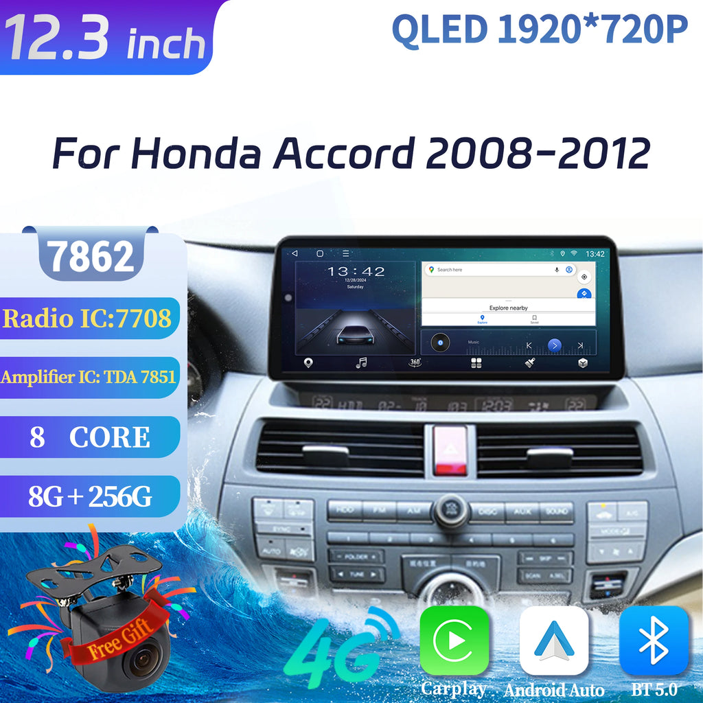 12.3 inch For Honda Accord 2008-2010 2011 2012 Car Radio Multimedia Navigation GPS Wireles