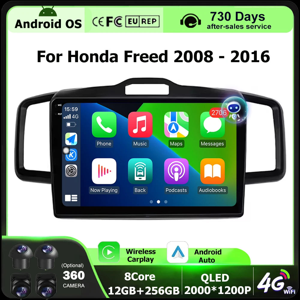 Car Radio Multimedia Video Player GPS Navigation Stereo For Honda Freed 2008 - 2016 Androi