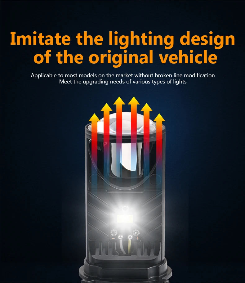 H4 LED Projector Mini Lens Headlight Canbus 22000LM High Low Beam Car Motorcycle Dual Proj