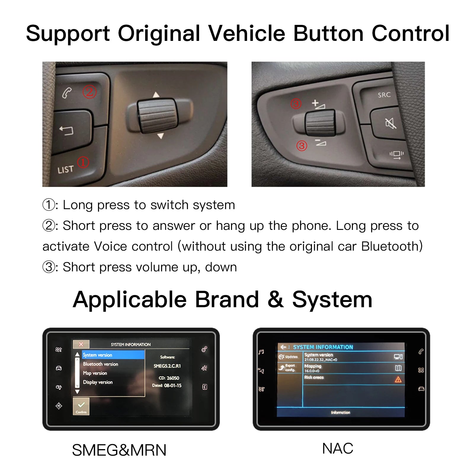 Wireless Carplay Android Auto For Peugeot Citroren SMEG MRN NAC 208 308 508 3008 C4 DS3 DS