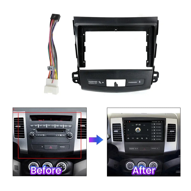 9inch Car Radio Frame Cable Dash Mount Kit for For Mitsubishi Outlander 2005-2011 Audio Fa | AUTOKITSHOP