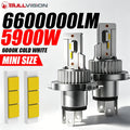 BULLVISION 2PCS H4 LED Bulbs 1:1 Mini Diodes Motorcycle Kits 5900W Hi/Lo Dual Beam Turbo F