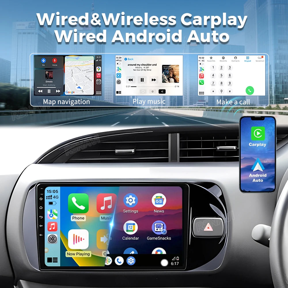 Android 16 Carplay For Toyota Vitz 3 XP130 2014 2015 2016 2017 2018 2019 Car Radio Multime