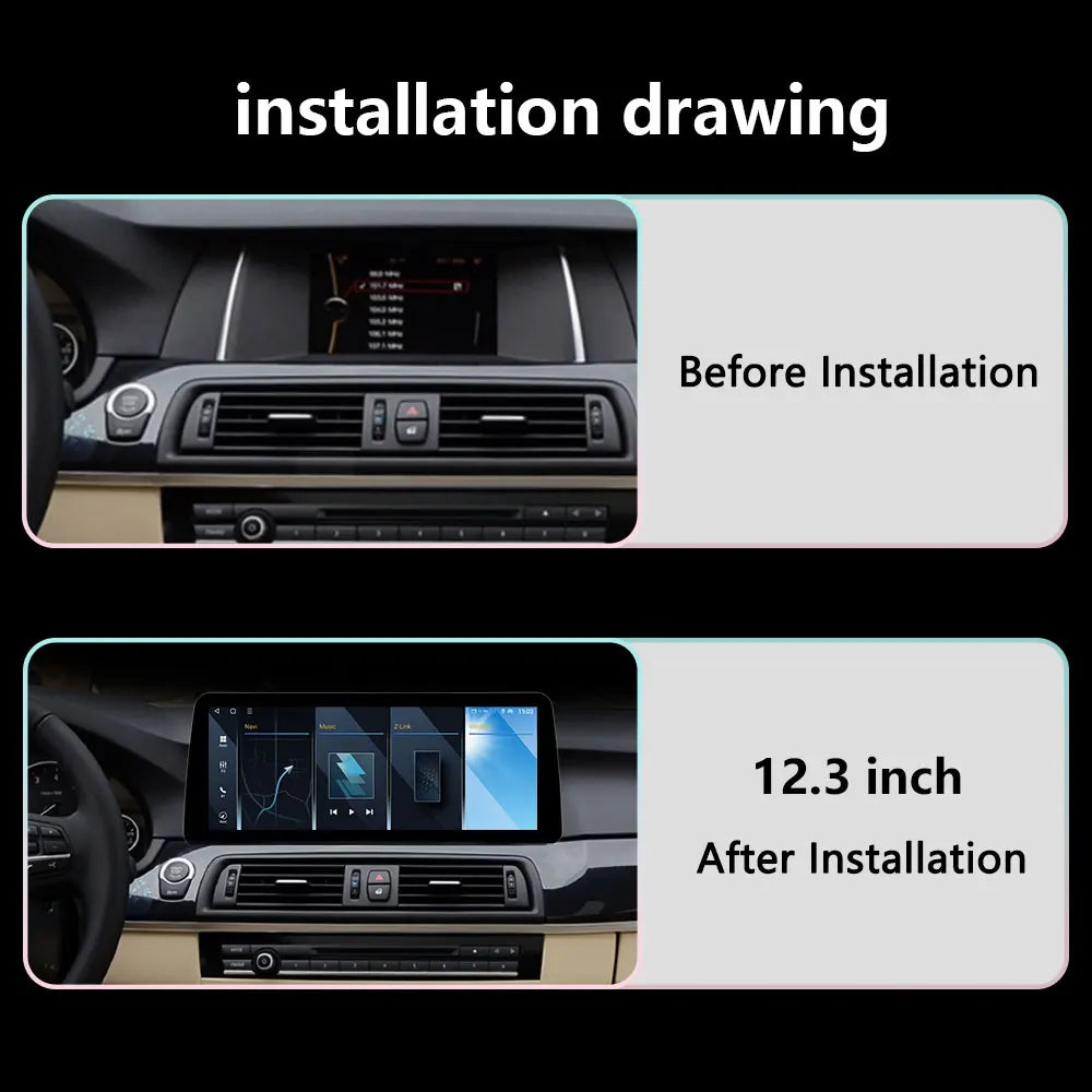 12.3" 8Core Android For BMW 5 Series F10 F11 2011-2017 Wireless CarPlay Car Raido Multimed