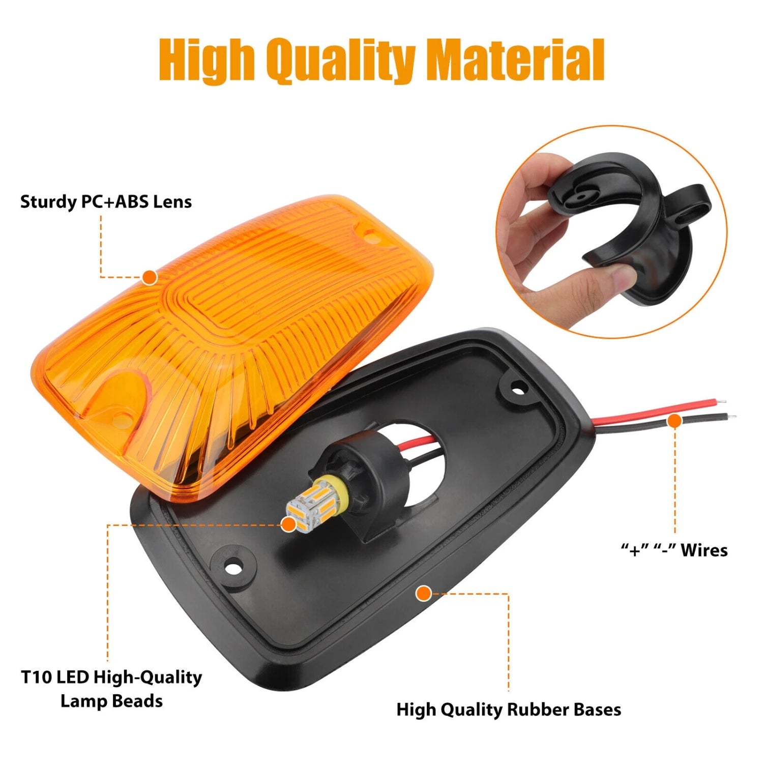 Amber LED Cab Marker Roof Lights Roof Clearance Lights Top Clearance Light For 1988-2002 C