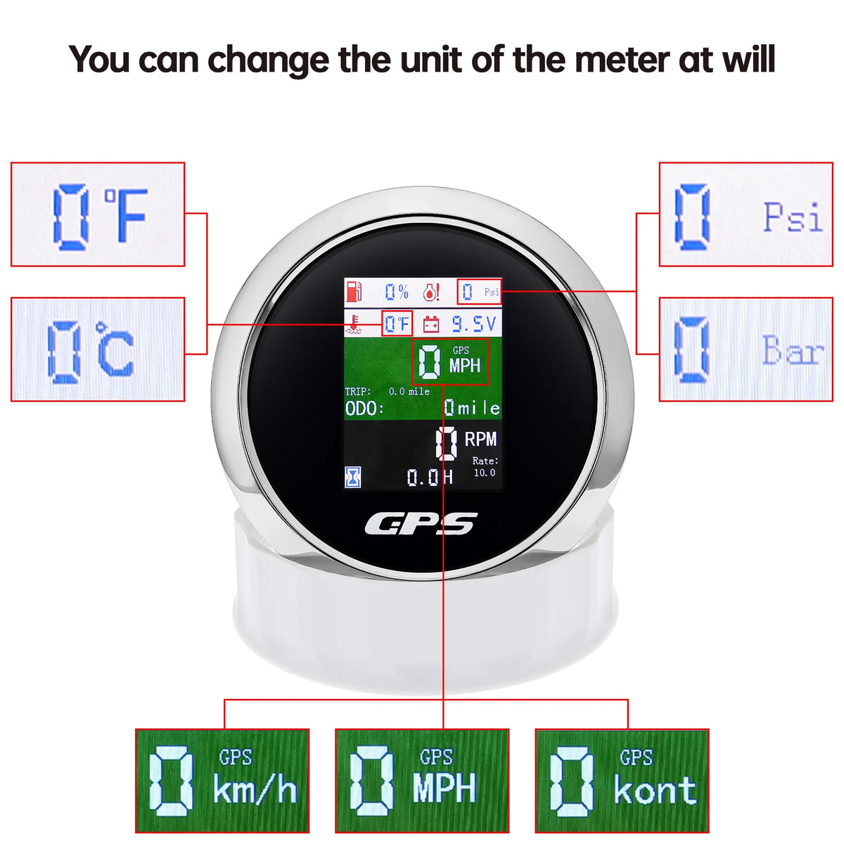 6 in 1 Multi-functional 85MM GPS Speedometer+Fuel Level+Water Temp+Oil Press+Volt+Tachometer Tem - Automotive LED Light