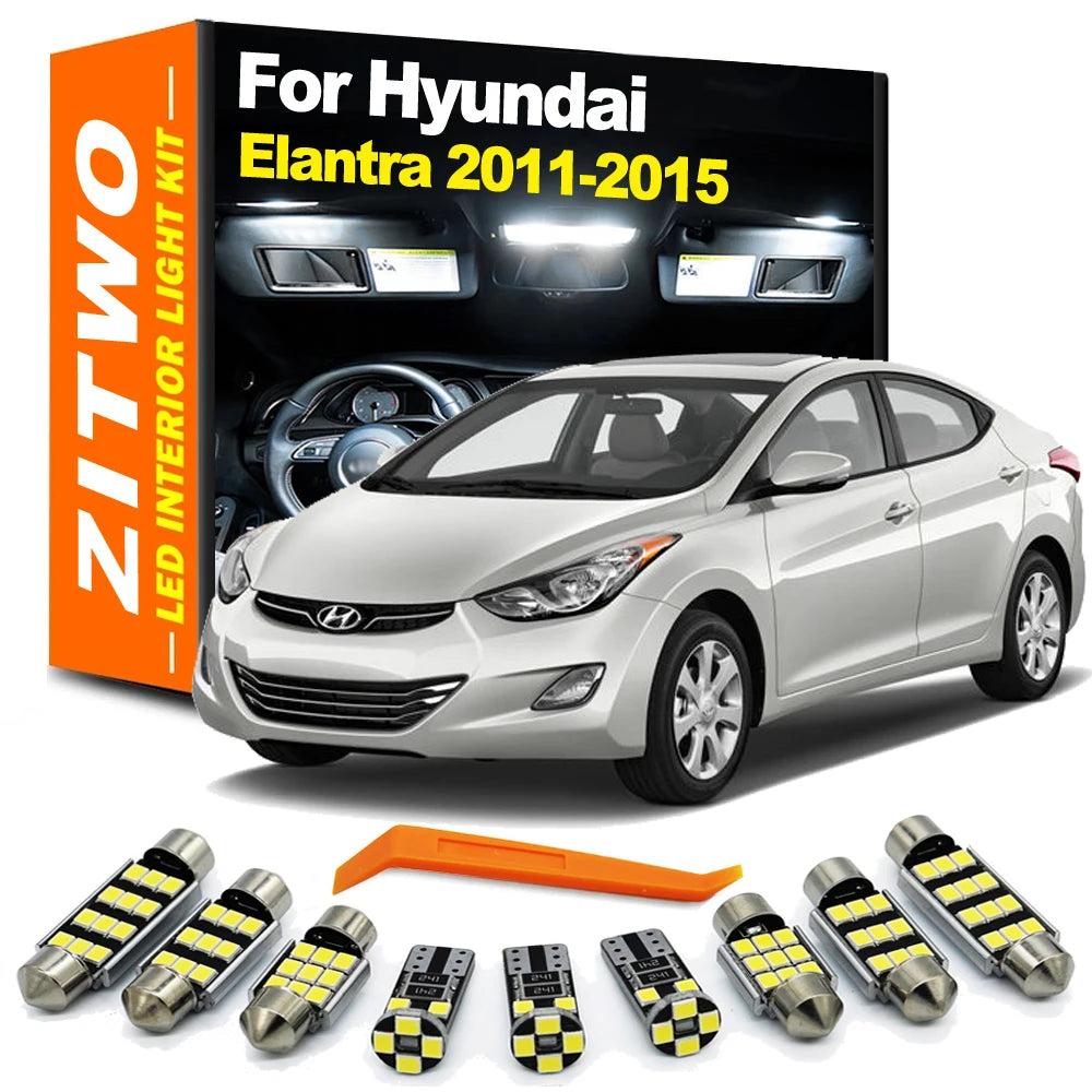 ZITWO 10Pcs LED Interior Dome Reading Map Light License Plate Bulb Kit For Hyundai Elantra MK5 V 5 2011 2012 2013 2014 2015