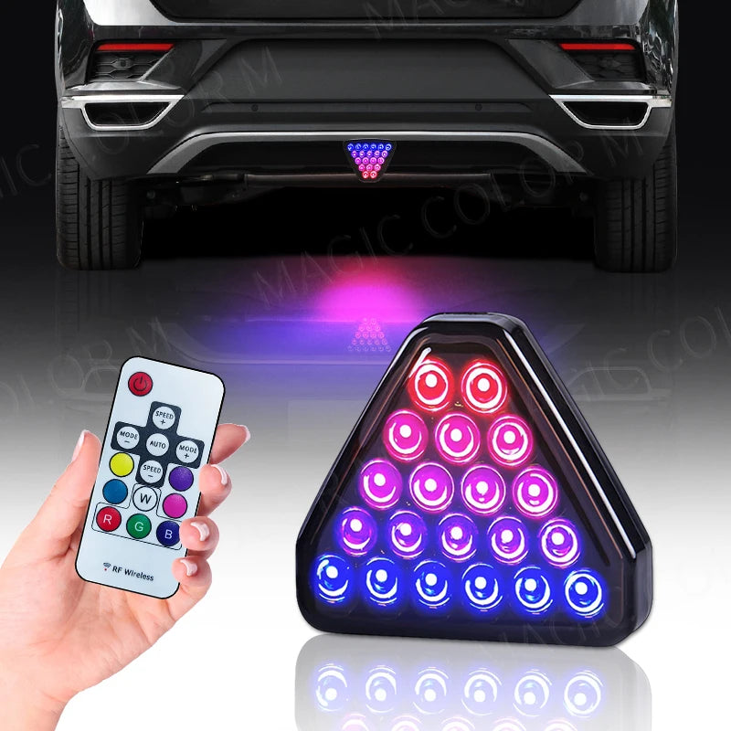 For F1 Style Motorcycle Car Pilot Lights Triangle Rear Brake Lamp Warning Strobe Stop Safe | AUTOKITSHOP