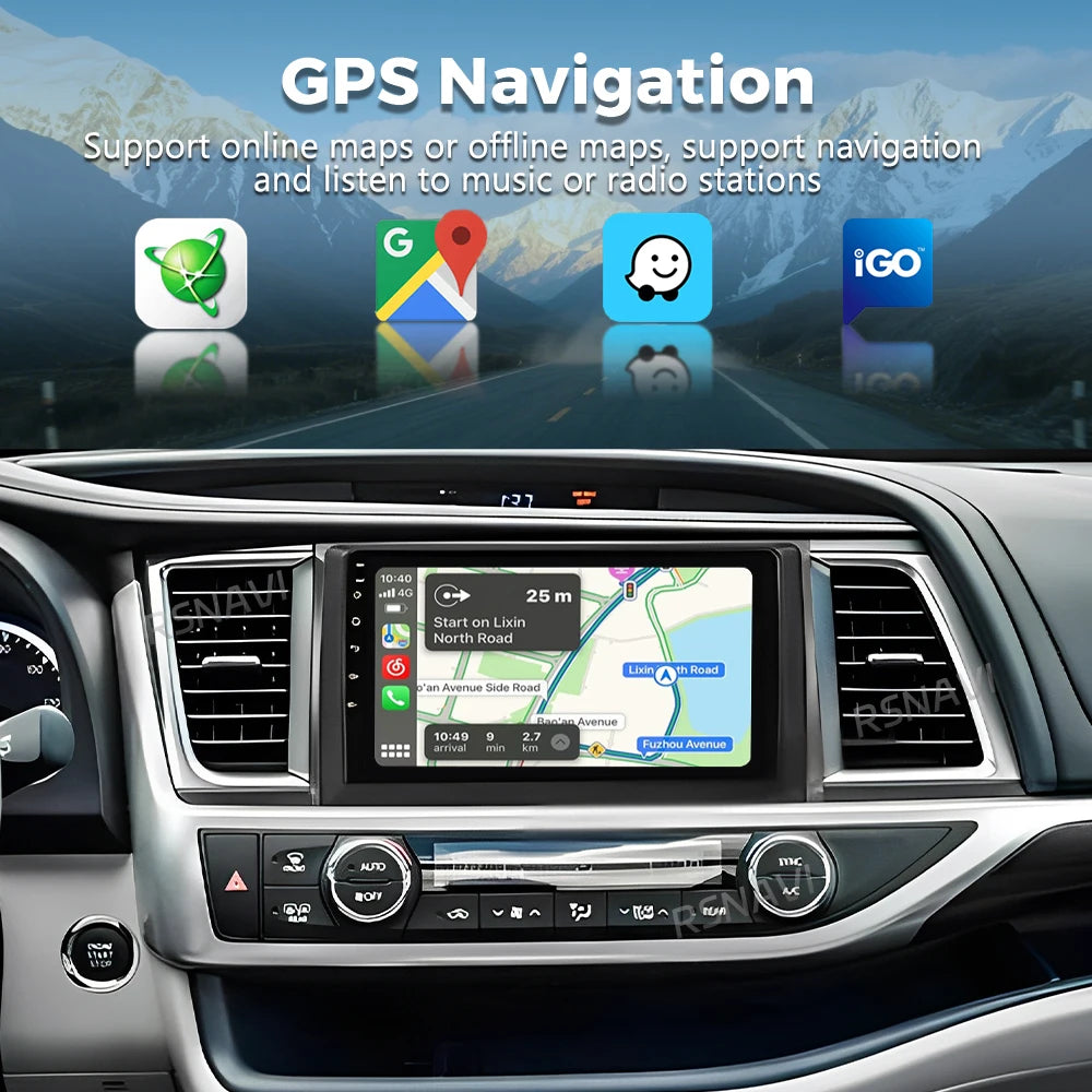 Android 16 For Toyota Highlander 3 Kluger 2013 - 2018 2K QLED Android Car Radio Multimedia
