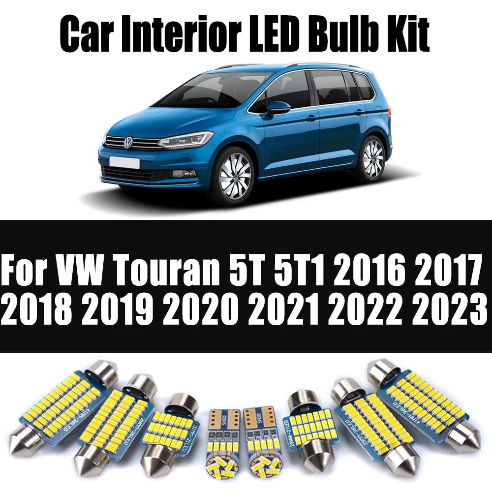 13-Piece LED Interior Light Kit for VW Volkswagen Touran 5T 5T1 2016 - 2020 - Canbus Dome Map Door Trunk Bulbs | AUTO...