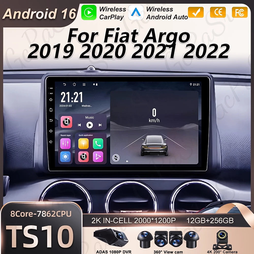 Android 16 Carplay Car Radio For Fiat Argo 2019 2020 2021 2022 GPS Navigation Stereo Auto  | AUTOKITSHOP