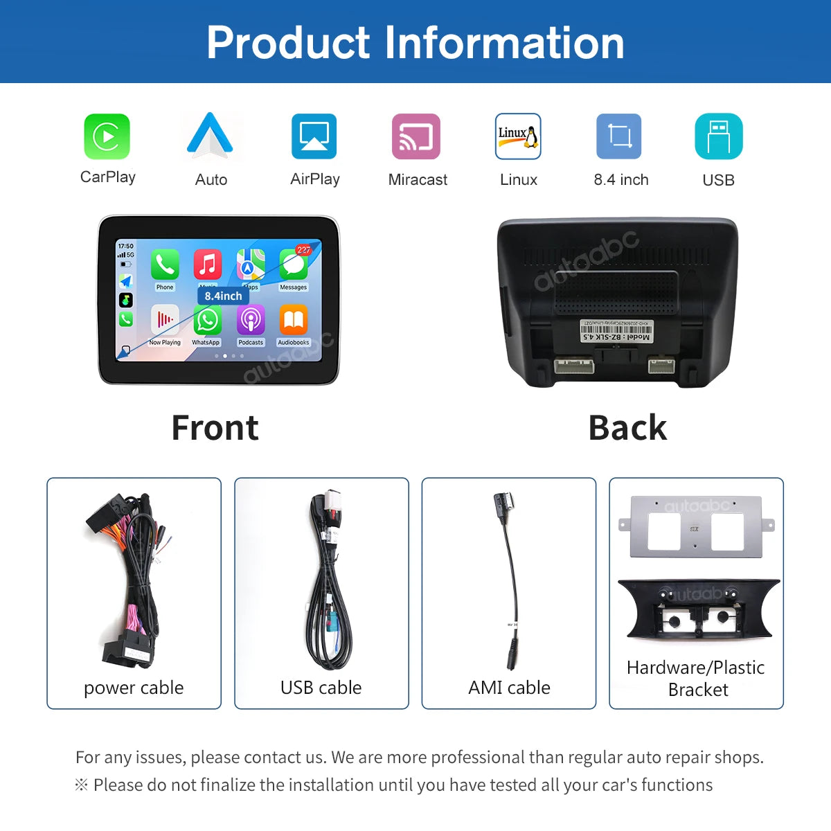 8.4inch Car Multimedia Screen Wireless Android Auto CarPlay Display For Mercedes-Benz SLK  | AUTOKITSHOP