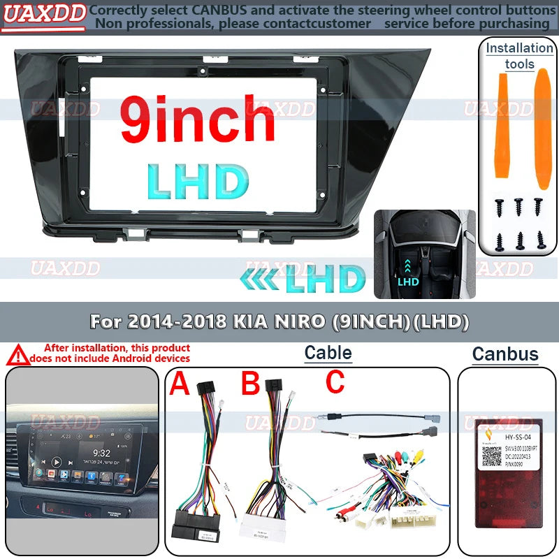 9 Inch Car Frame Fascia Adapter Canbus Box Decoder For Kia Niro 2014-2018 Android Radio Da
