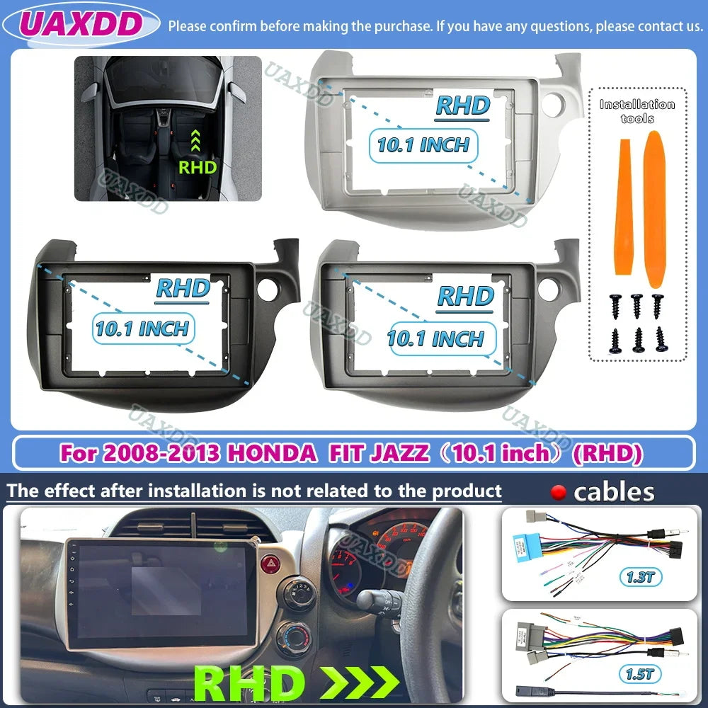 FOR 2008-2013 HONDA FIT JAZZ 10.1NCH RHD 2 Din Car Android frame panel Center cable harnes