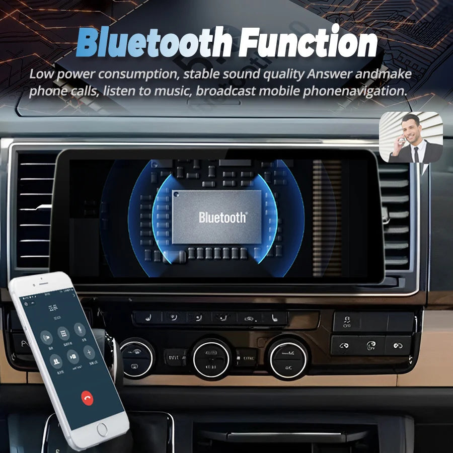 12.3inch AUTO Qled Screen For VW Multivan T6 2016 GPS Android 14 2Din Car Multimedia Video