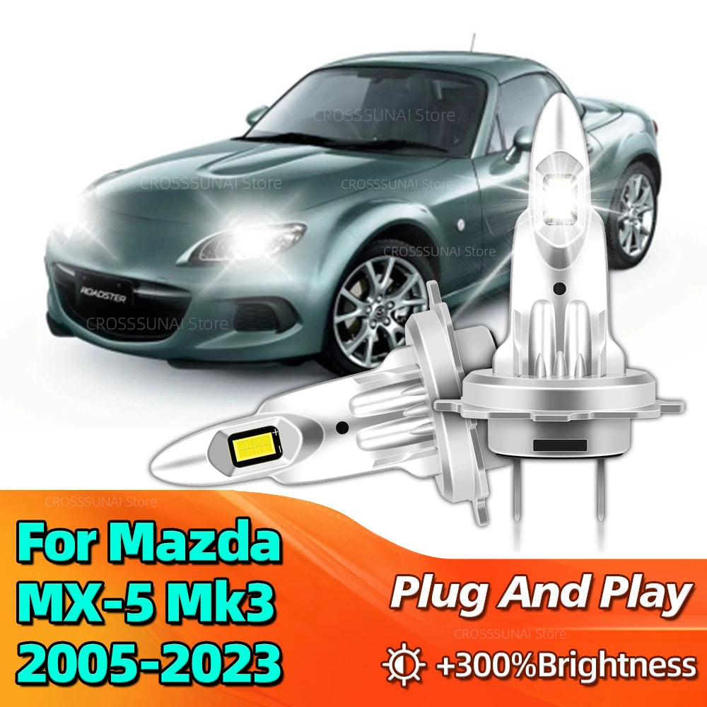 LED Headlight Bulbs Wireless Car Lamp Plug-N-Play 180W Light For Mazda MX-5 Mk3 2005 2006