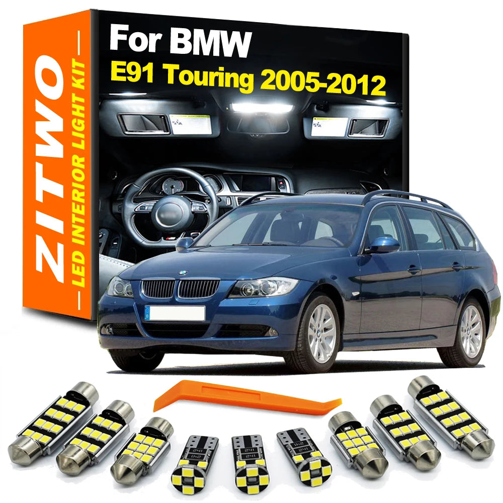 ZITWO 19Pcs No Error Canbus LED Bulb Interior Light Kit For BMW 3 Series E91 Touring 2005-2012 License Plate Lamp Accessories