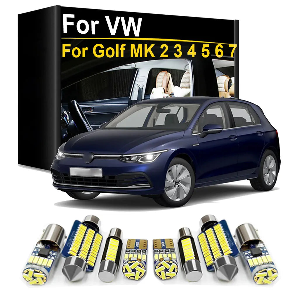LED Interior Light Kit for Volkswagen VW GOLF 2 3 4 5 6 7 MK2 MK3 MK4 MK5 MK6 MK7 Canbus No Error - Canbus Error-Free...
