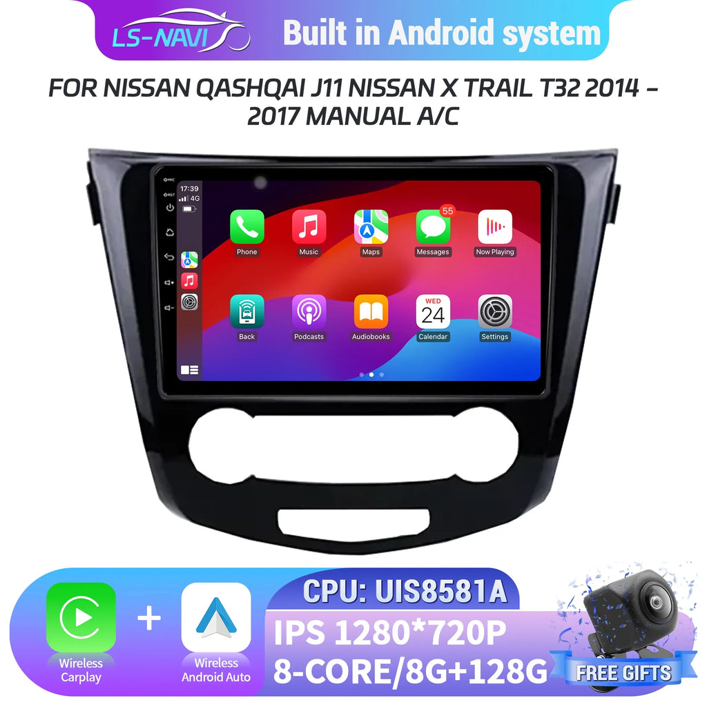 Android 14 For Nissan Qashqai J11 Nissan X trail T32 2014-2017 MT Car Radio Multimedia Wir